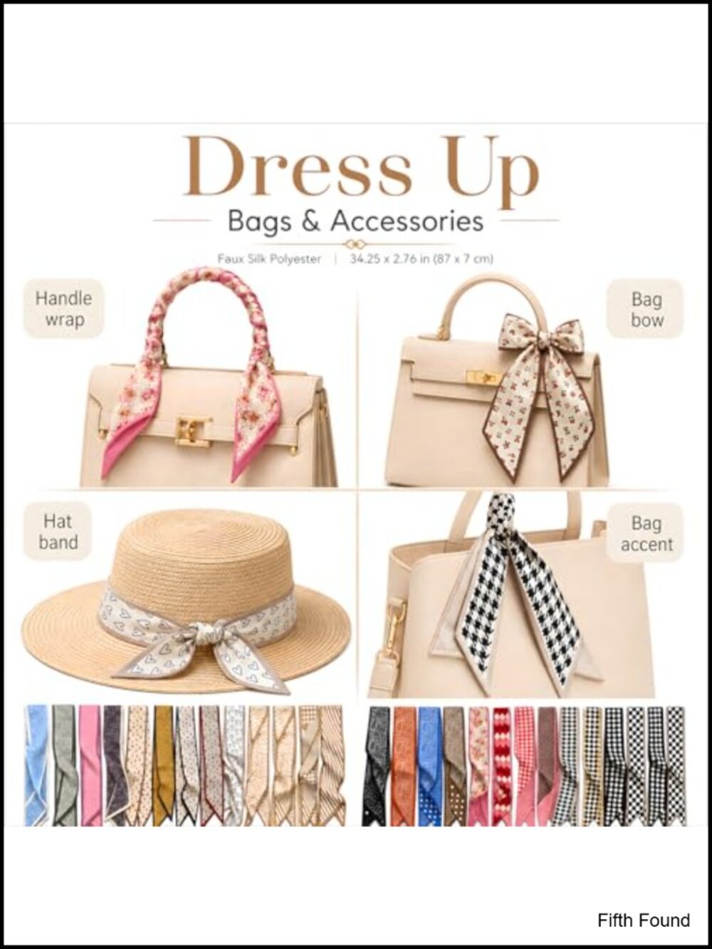 24 Pcs Multifunctional Neck Scarves - Silk-Like Fabric, Headbands, Bag Scarf - Picture 3 of 6